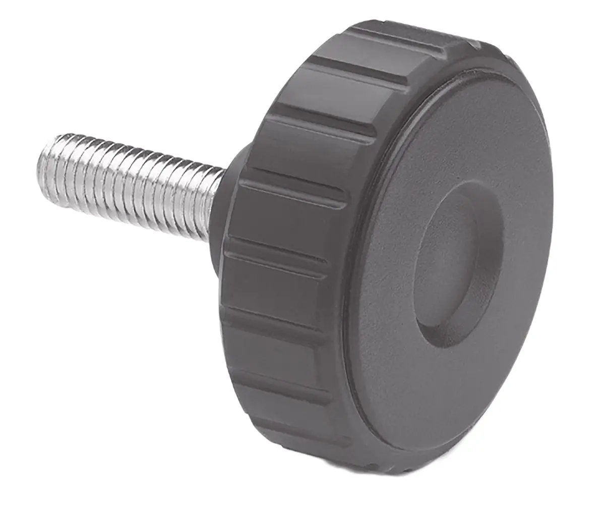 Produktfoto 1 von Elesa Feststellschraube Schwarz M10 Polypropylen x 20 mm Gerändelt, mit Gewindebolzen Ø 54 mm