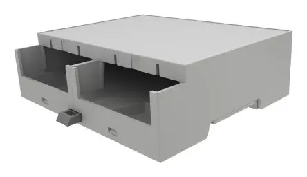 Produktfoto 1 von Italtronic DIN-Schienengehäuse, Geh.Mat. ABS 87 mm, Gehäusekit 103 mm, Grau, DIN-Hutschiene 106.2mm, Serie Modulbox