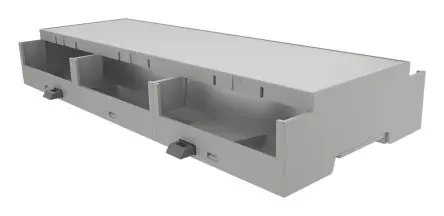 Produktfoto 1 von Italtronic DIN-Schienengehäuse, Geh.Mat. ABS 87 mm, Gehäuse 209.4 mm, Grau 71.3mm, Serie Modulbox Compact