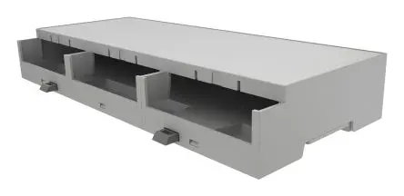 Produktfoto 1 von Italtronic DIN-Schienengehäuse, Geh.Mat. ABS 87 mm, Gehäusekit 209.4 mm, Grau, DIN-Hutschiene 71.3mm, Serie Modulbox