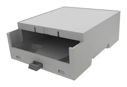 Produktfoto 1 von Italtronic DIN-Schienengehäuse, Geh.Mat. ABS 87.4 mm, Gehäusekit 68.1 mm, Grau, DIN-Hutschiene 9mm, Serie Modulbox XTS