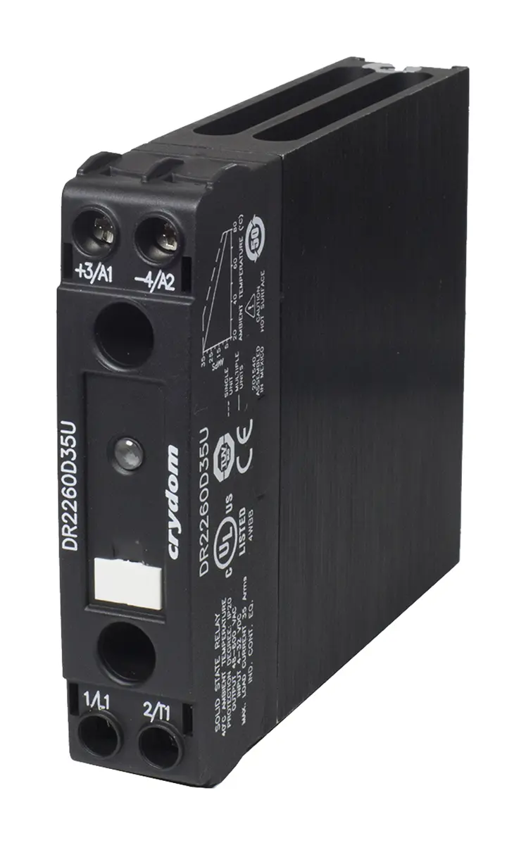 Produktfoto 1 von Sensata Crydom DR22 DIN-Schienen Halbleiterrelais mit Nulldurchgang, 1-polig 600 V Effektivwert / 20 A