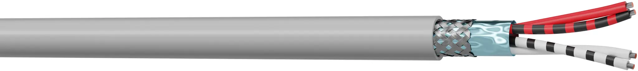 Produktfoto 1 von AXINDUS MP22E Datenkabel, 2-paarig 0,22 mm² Ø 5.6mm, Kupfergeflecht geschirmt PVC isoliert Twisted Pair Grau