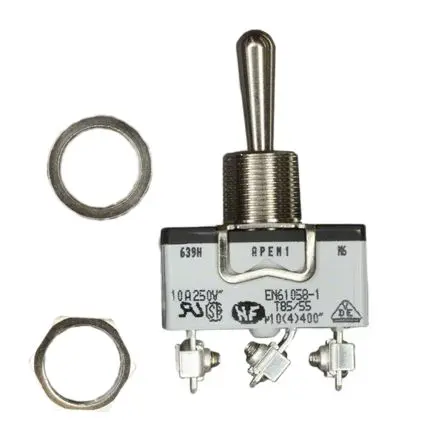 Produktfoto 1 von APEM Panel Kippschalter 1-poliger Umschalter, Ein-Aus-Ein, 24 V dc, 400 V ac, 10A, Schraube