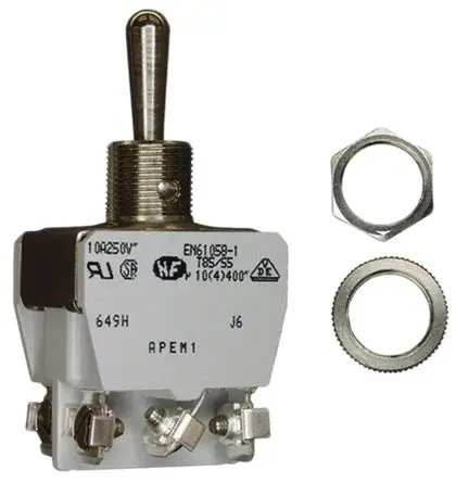 Produktfoto 1 von APEM Panel Kippschalter 2-poliger Wechsler, Ein-Aus-Ein, 400 V ac, 10A, Schraube