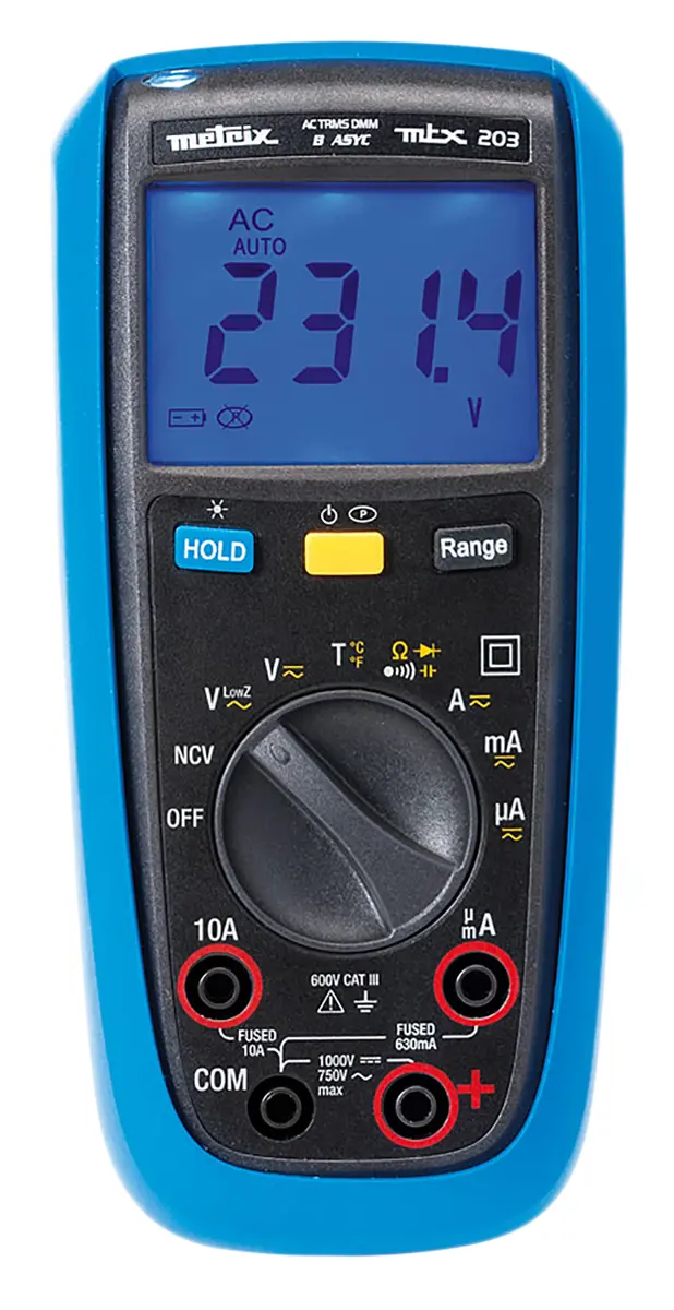 Metrix Tragbar Digital Multimeter Echteffektivwert, CAT III 750 V ac
