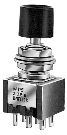 Produktfoto 1 von KNITTER-SWITCH MPS Druckschalter Schwarz Tastend Panel, 2-poliger Umschalter / 3 A 30 V dc 125 V ac, IP40, IP40