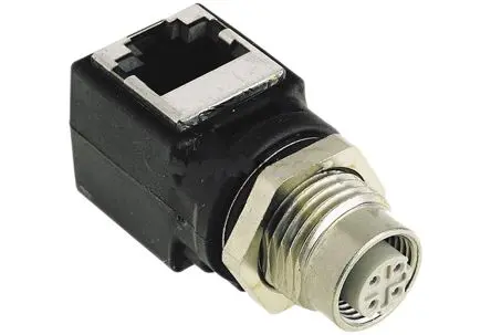 Produktfoto 1 von HARTING, gewinkelt Circular Connectors M12 Rundsteckverbinder Adapter 4 M12, IP67, IP65 Buchse 8 RJ45 Buchse