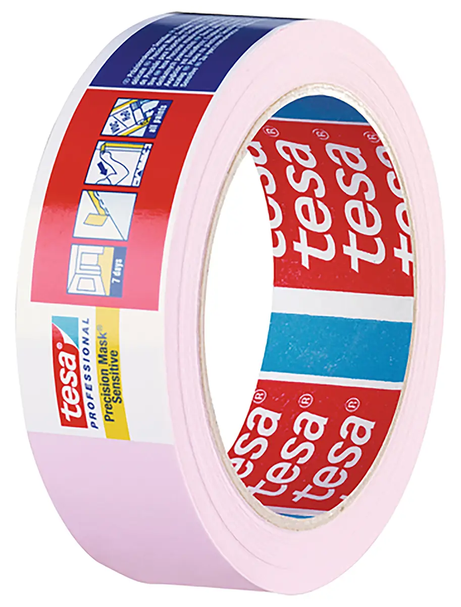 Produktfoto 1 von Tesa 4333 Tesa 4333 PV1 Precision Mask Sensitive Papier Abdeckband Rosa, Stärke 0.08 mm Acryl-Kleber 19 mm x 50 m