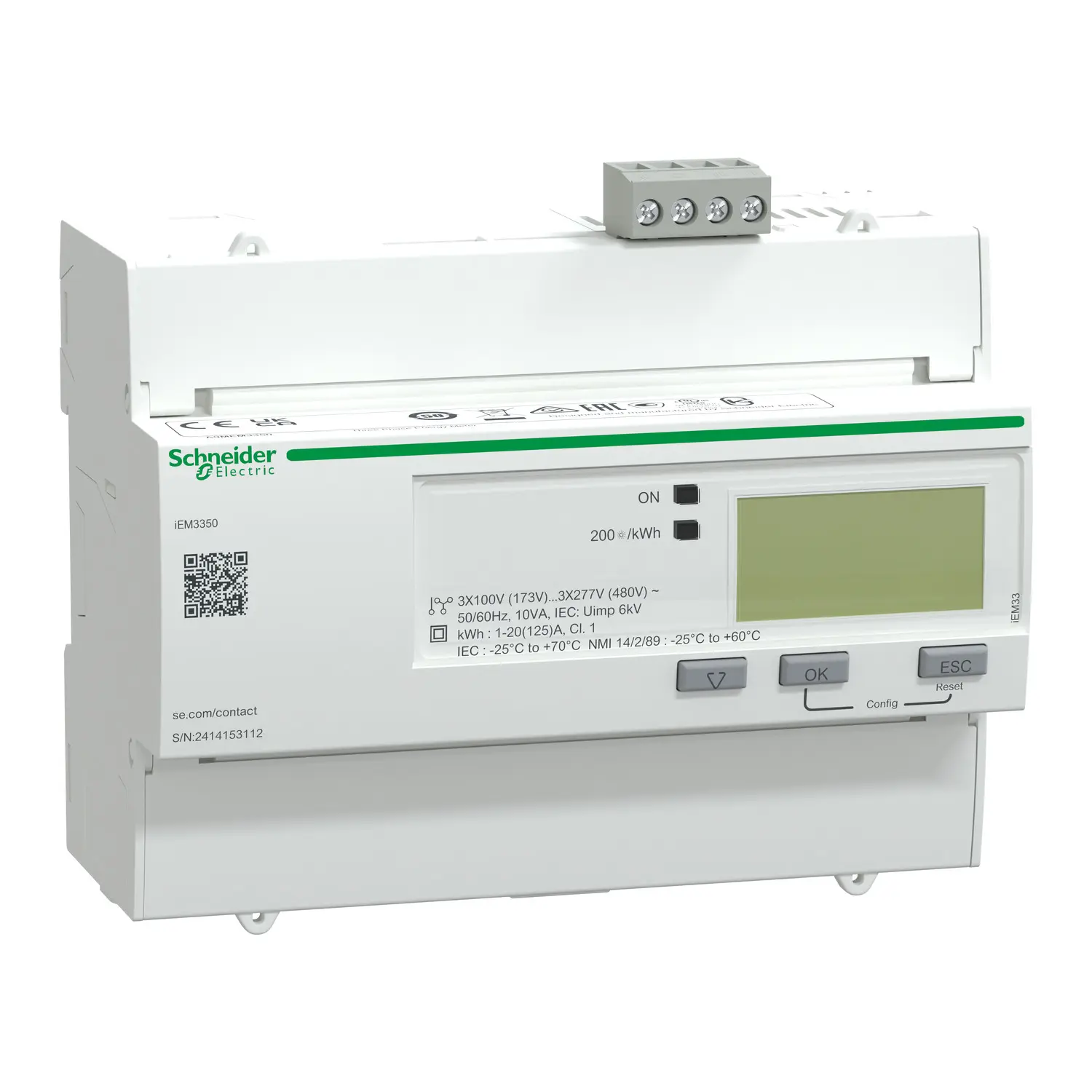 Produktfoto 1 von Schneider Electric IEM3350 Energiemessgerät LCD Elektronik, 9-stellig / 3-phasig