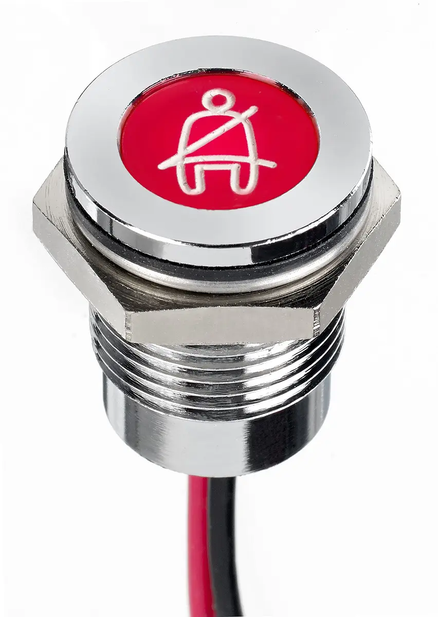 Produktfoto 1 von APEM Q 14 LED-Anzeige Rot Anzeige, Anschlusskabel 13.2V dc 14 mm, IP67