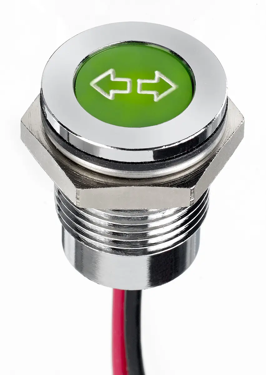 Produktfoto 1 von APEM Q 14 LED-Anzeige Gelb Anzeige, Anschlusskabel 13.2V dc 14 mm, IP67