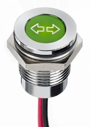 Produktfoto 1 von APEM Q 14 LED-Anzeige Gelb Anzeige, Anschlusskabel 13.2V dc 14 mm, IP67