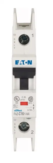 Produktfoto 1 von Eaton FAZ Miniaturüberlastschalter Typ C, Pol 1-polig 16 A 415 V ac, Abschaltvermögen 10 kA xEffect 48 V dc