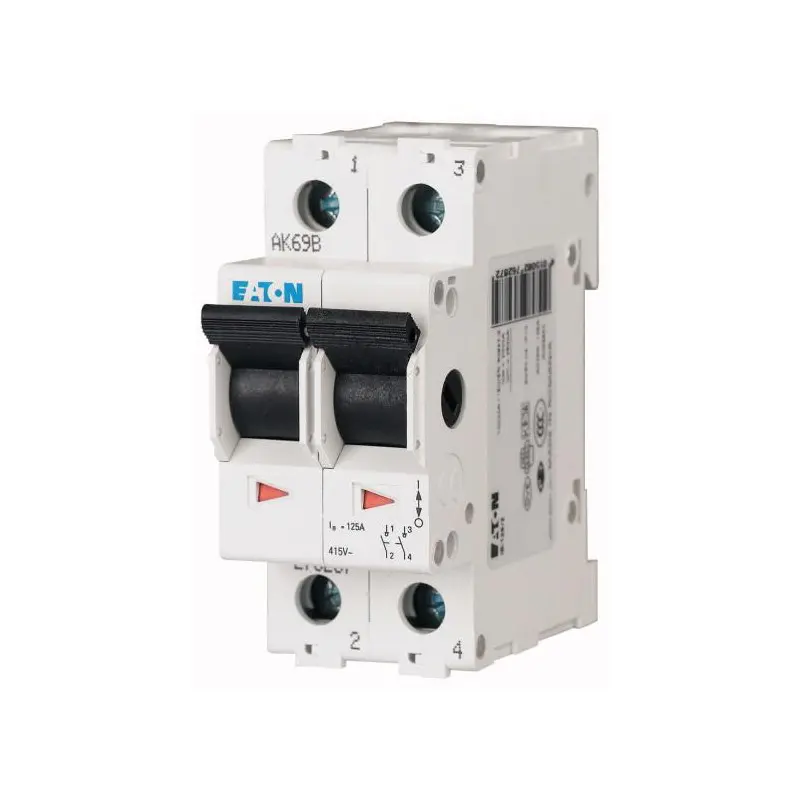 Produktfoto 1 von Eaton Trennschalter 2P-polig 63A Schwarz IP 40 415V 1-phasig 2 Schließer