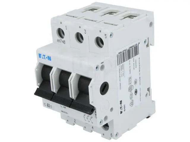 Produktfoto 1 von Eaton Trennschalter 3-polig 63A Schwarz IP 40 415V 3-phasig 3 Schließer