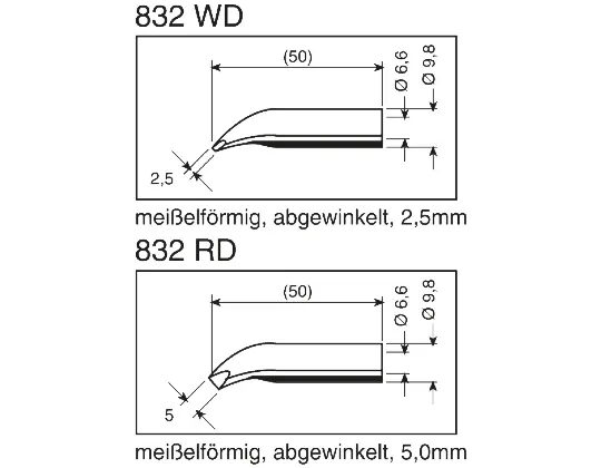 Produktfoto 1 von Ersa Lötspitze 1 x 2,5 mm flach Serie 832 für Elektrowerkzeug