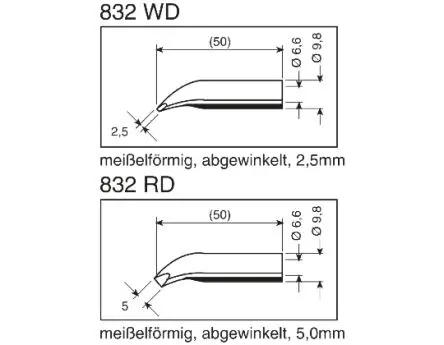 Produktfoto 1 von Ersa 50 mm Lötspitze 2.5 mm Meißel 832 für Elektrowerkzeug
