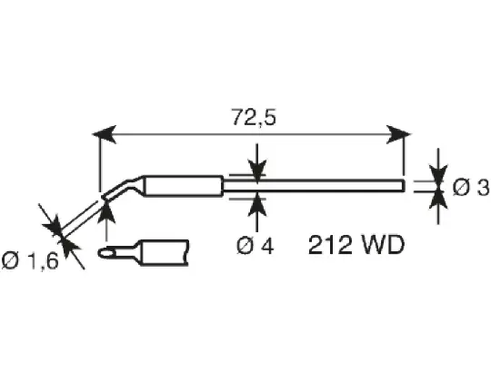 Produktfoto 1 von Ersa Lötspitze 1,6 mm angefast Serie 212 für Mikrowerkzeug