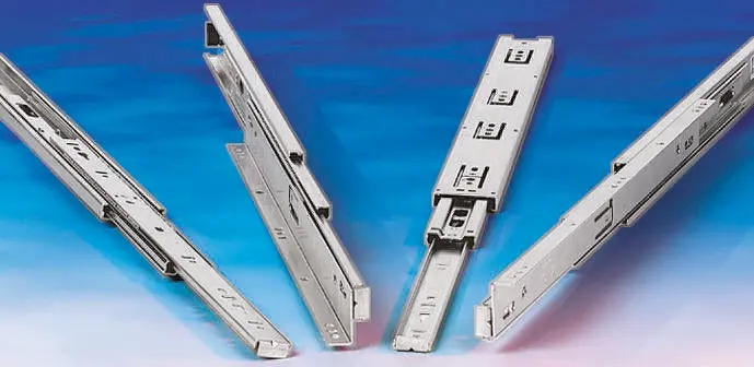 Produktfoto 1 von Accuride Teleskopschiene, Stahl, 2 UHE, DZ0201, 35kg max., 9.5 mm breit, 35.3 mm hoch, 429 mm tief