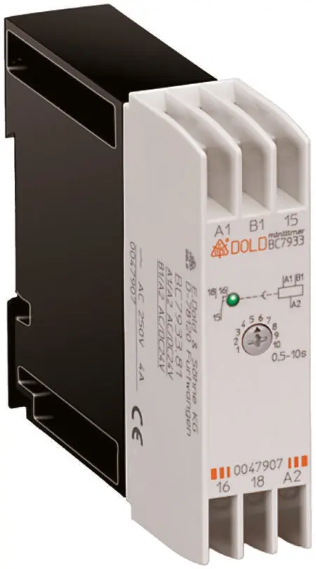 Produktfoto 1 von Dold BC7933N Zeitrelais, DIN-Schienen, 0.5 → 10s, 24V ac/dc, 1 Kont. Einfach, 1-poliger Wechsler