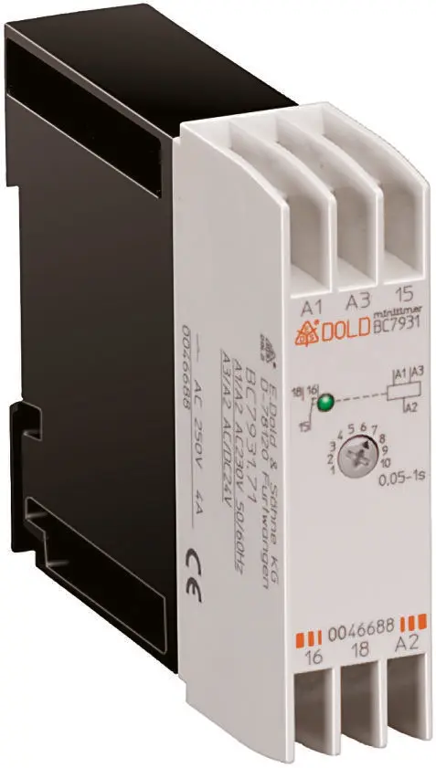 Produktfoto 1 von Dold BC7931N Zeitrelais, DIN-Schienen, 0.05 → 100s, 24V ac, 1 Kont. Einfach, 1-poliger Wechsler
