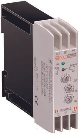 Produktfoto 1 von Dold BC Zeitrelais, DIN-Hutschiene 240V ac, 0.05 s to 300 h, 1 Kont., 1-poliger Umschalter