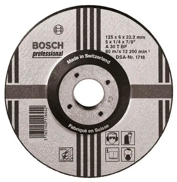 Produktfoto 1 von Bosch Expert for Metal Schleifscheibe, Korngröße P30 Aluminiumbeschichtet Mittel, 115 mm x 22.23 mm, 80 m/s