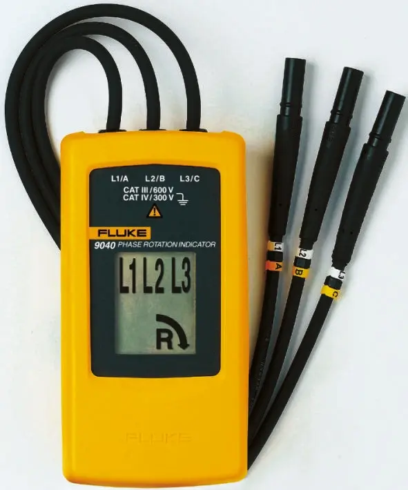 Produktfoto 1 von Fluke 9040, LCD Drehfeldrichtungsanzeiger 15 Hz, 700V mit Prüfspitze
