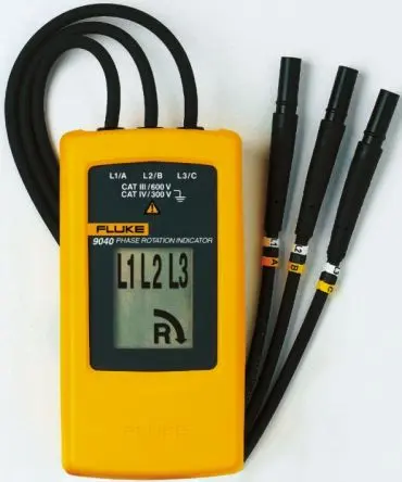 Produktfoto 1 von Fluke 9040, LCD Drehfeldrichtungsanzeiger 15 Hz, 700V mit Prüfspitze, ISO-kalibriert