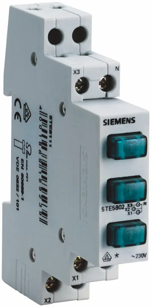 Produktfoto 1 von Siemens Anzeige 5TE 230V ac Grün, Rot LED Panel Vierkant IP20 Schraube