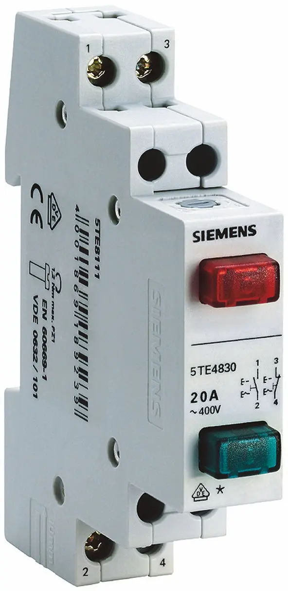 Produktfoto 1 von Siemens 230V SENTRON 5TE4 Geräteschutzschalter Drucktaster / 20A
