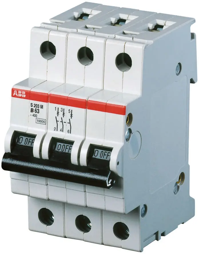 Produktfoto 1 von ABB S200M Miniaturüberlastschalter Typ B, Pol 3-polig 25 A 440 V ac, Abschaltvermögen 10 kA System Pro M Compact 12 V dc