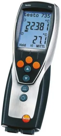Produktfoto 1 von Testo Digitales Thermometer, 735-1, Tragbar, 3 bis 1760 °C ±0.2°C max, Messelement Typ Pt100