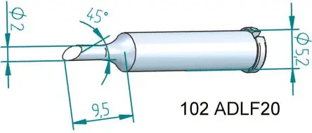 Ersa 30.5 mm Lötspitze 2 mm Angeschrägt 102 für I-Tool