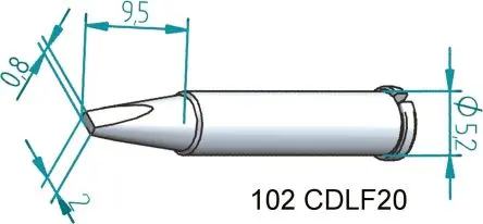 Produktfoto 1 von Ersa 48.5 mm Lötspitze 0.8 x 2 mm Meißel 40 ° 102 für I-Tool