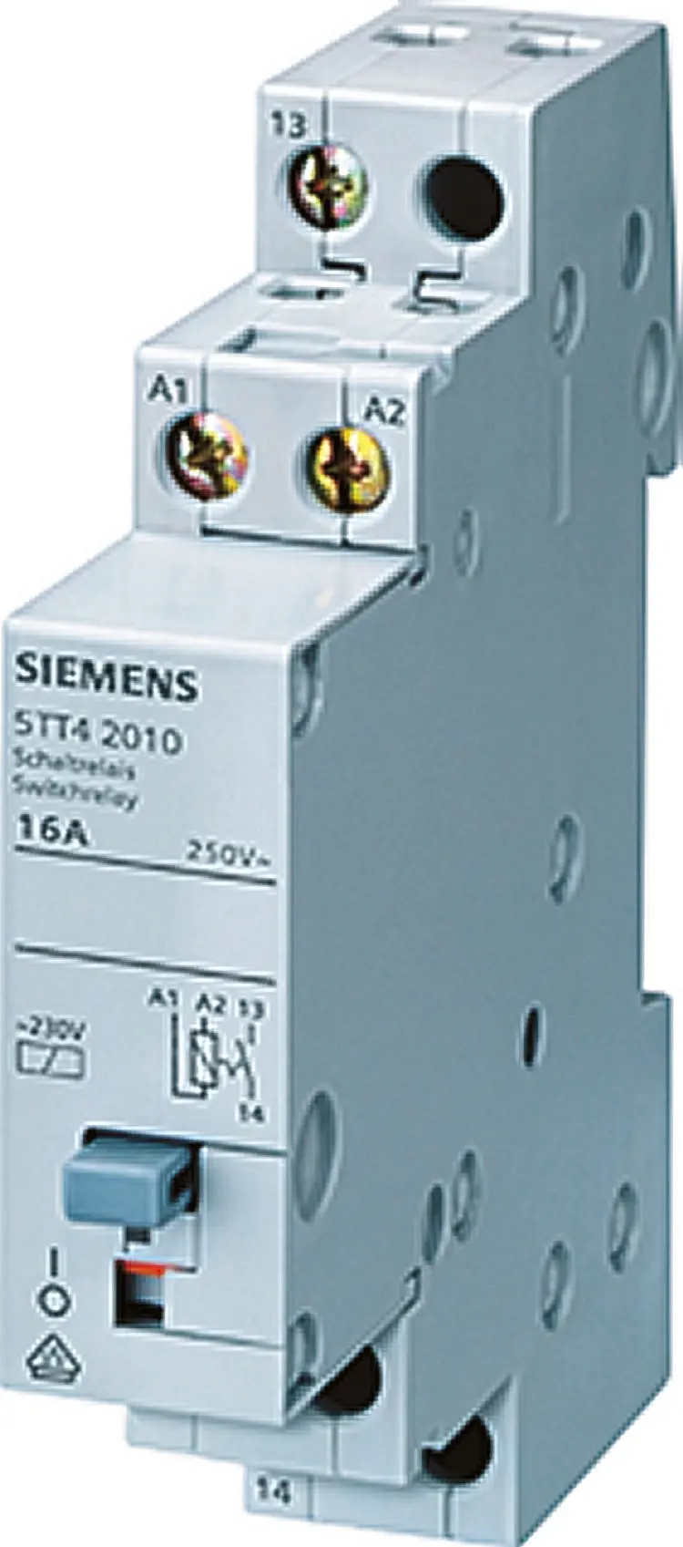 Produktfoto 1 von Siemens 5TT4 Leistungsrelais 230V ac Spule 1-poliger Umschalter DIN-Hutschiene 16A 3 W