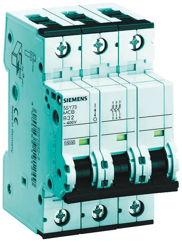 Produktfoto 1 von Siemens 5SY7 Miniaturüberlastschalter Typ B, Pol 3-polig 32A 400V ac, Abschaltvermögen 15 kA SENTRON