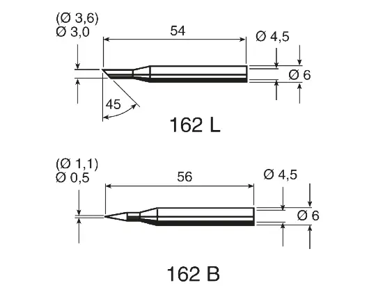 Produktfoto 1 von Ersa Lötspitze 3 mm Angeschrägt 45° Serie 162 für Multitip C15, Spitze 260