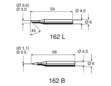 Produktfoto 1 von Ersa 54 mm Lötspitze 3 mm Angeschrägt 45 ° 162 für Multitip C15, Spitze 260