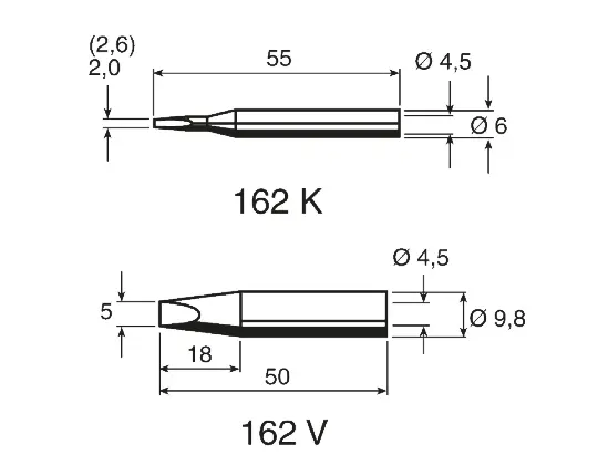 Produktfoto 1 von Ersa Lötspitze 2.6 mm flach Serie 162 für Multitip C15, Spitze 260