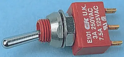 Produktfoto 1 von C & K Panel Kippschalter 1-poliger Umschalter, Ein-Aus-Ein, 28 V dc, 125 V ac, 7.5A, IP57, Lot