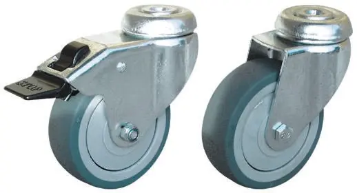 Produktfoto 1 von Guitel Hervieu Drehlager Lenkrolle, Rad ø 75mm, 60kg, Ges H. 100mm, Rad B. 24mm, Einfachbolzen, Gummi-Material