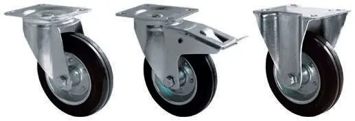Guitel Hervieu Fest Lenkrolle, Rad ø 200mm, 200kg, Ges H. 244mm, Rad B. 50mm, 135 x 110mm, Platte, Gummi-Material