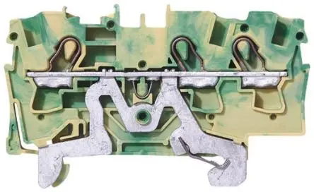 Produktfoto 1 von WAGO Schutzleiterklemme 1 Gelb, Grün, 4mm², 800V Zugfederklemme IECEx/ATEX