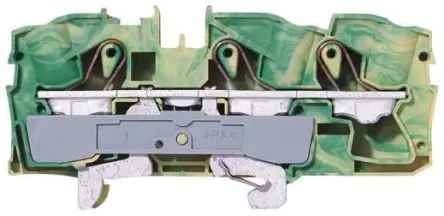 Produktfoto 1 von WAGO Schutzleiterklemme 1 Grün, Gelb, 16mm², 800V Zugfederklemme IECEx/ATEX