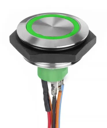Produktfoto 1 von APEM AV Druckschalter Grün Beleuchtet Tastend Panel Ø 30.2 mm, SPST / 1A 30 V dc, IP67