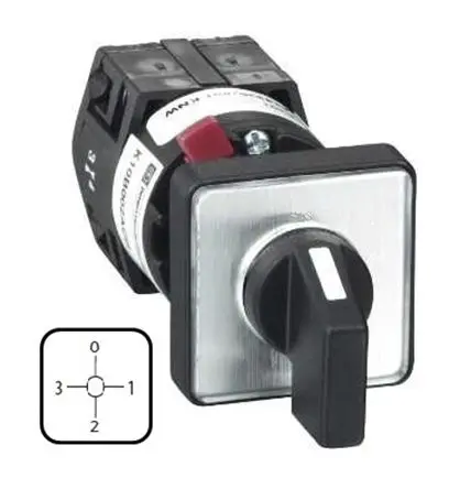 Produktfoto 1 von Schneider Electric K10 Drehschalter Nockenschalter 10 A, 3, 1-phasig, 4-Stufen Griff Schraubanschlussklemme, 60