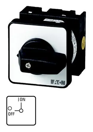 Produktfoto 1 von Eaton T0 Nockenschalter 20 A, 3, 1-phasig, 2-Stufen Handkipphebel Schraube, 90 °-Wurfwinkel