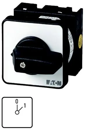 Produktfoto 1 von Eaton T0 Nockenschalter 20 A, 1, 3-phasig, 2-Stufen Handkipphebel Schraube, 45 °-Wurfwinkel
